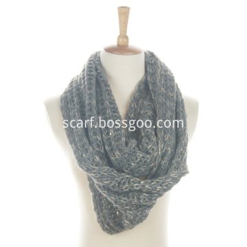 Ladies Classic Acrylic Knitted Loop Scarf with Mixed Yarn